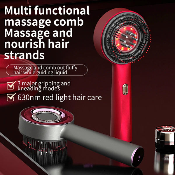 Electric Vibration Massage Comb Red Light Hair Follicle Comb Scalp Oil Liquid Applicator Head Massager Hair Growth Anti Loss